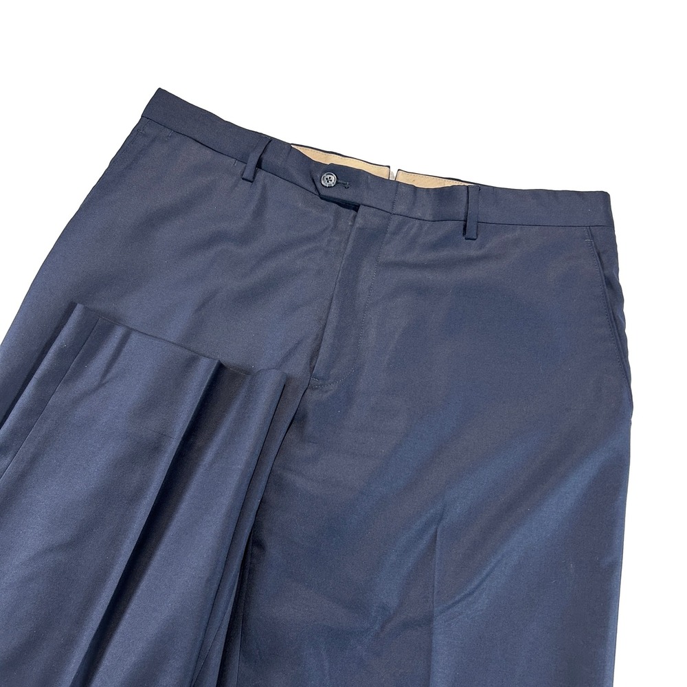 Daniel Cremieux Dress Pants 36x33 Navy Blue Wool Loro Piana Flat Front Italy